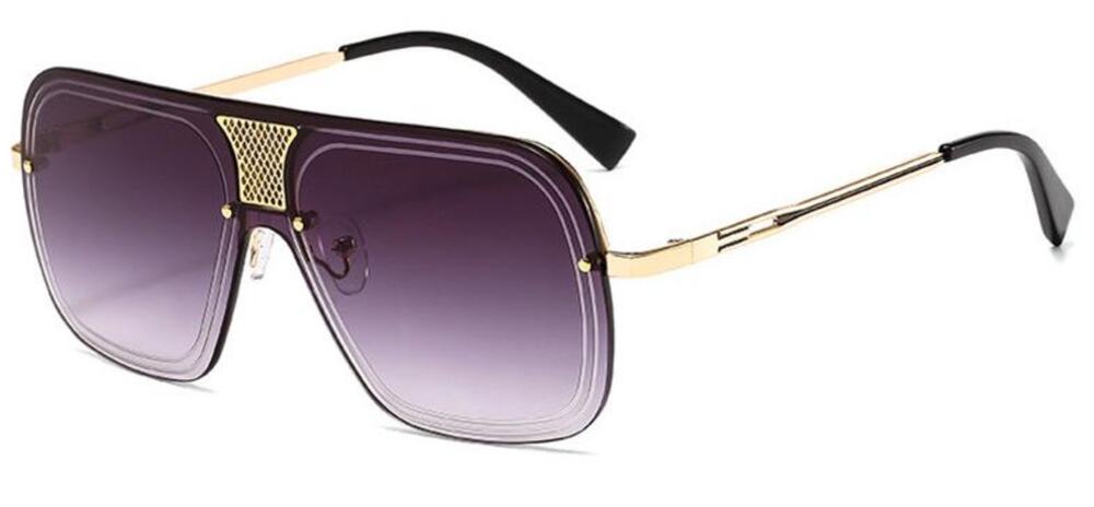 Black Rimless Oversized Square Unisex Gold Metal Bar Fashion Sunglasses NEW